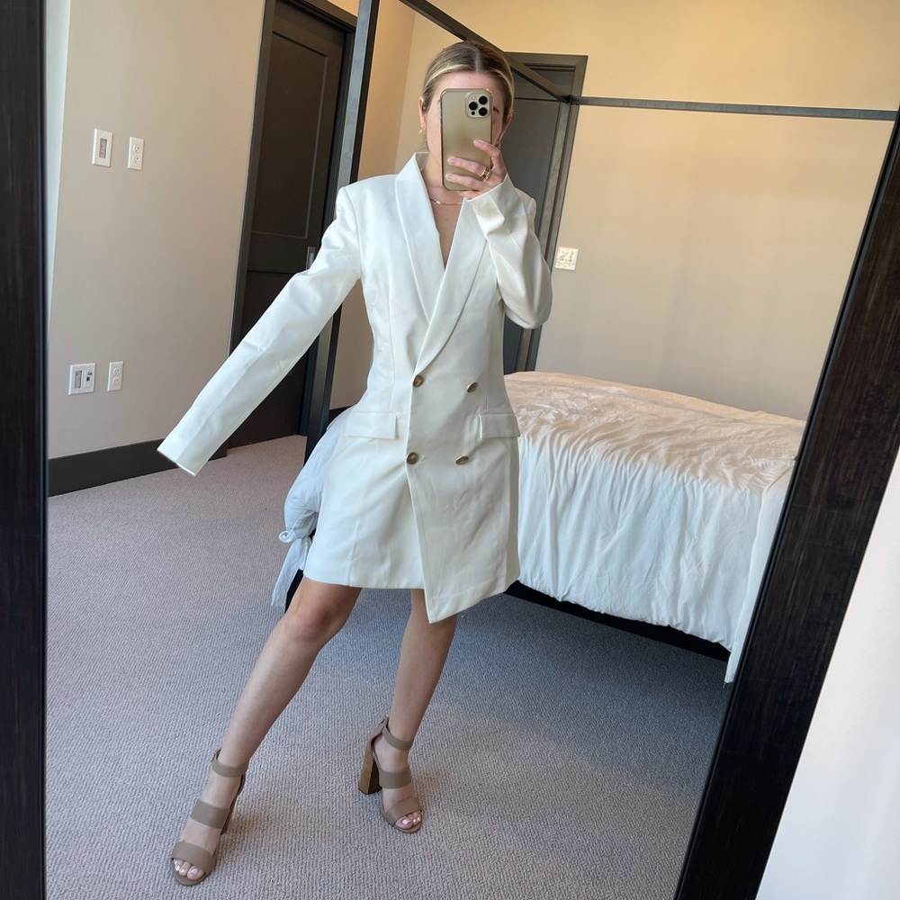 NWT pretty little thing white gold blazer dress
